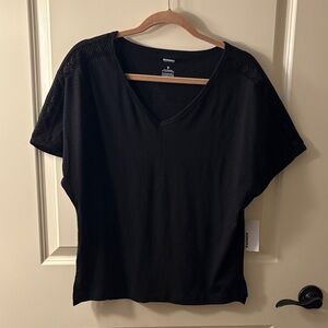 Casual Black Top with Detailed Sleeves